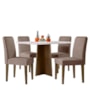 Mesa de Jantar Anitta 120x80 com 4 Cadeiras Ana Imbuia/Off White/Veludo Marrom Rosê - New Ceval