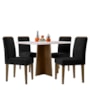 Mesa de Jantar Anitta 120x80 com 4 Cadeiras Ana Imbuia/Off White/Veludo Preto - New Ceval