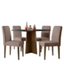 Mesa de Jantar Anitta 120x80 com 4 Cadeiras Ana Imbuia/Preto/Veludo Marrom Rosê - New Ceval