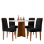 Mesa de Jantar Anitta 120x80 com 4 Cadeiras Ana Ypê/Off White/Veludo Preto - New Ceval