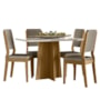 Mesa de Jantar Anitta 120x80 com 4 Cadeiras Carol Ypê/Off White/Camurça Marrom - New Ceval