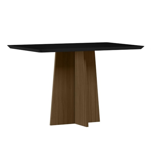 Mesa de Jantar Anitta 120x80 Imbuia/Preto Tampo em MDF com Vidro - New Ceval