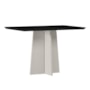 Mesa de Jantar Anitta 120x80 Off White/Preto Tampo em MDF com Vidro - New Ceval