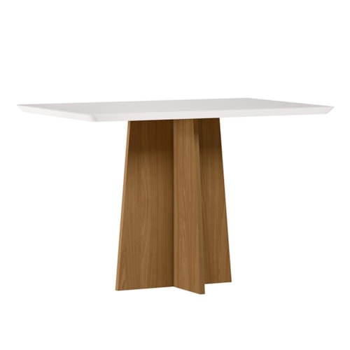 Mesa de Jantar Anitta 120x80 Ypê/Off White Tampo em MDF com Vidro - New Ceval