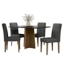 Mesa de Jantar Anitta 135x90 com 4 Cadeiras Amanda Imbuia/Preto/Linho Cinza Escuro - New Ceval