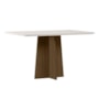 Mesa de Jantar Anitta 135x90 Imbuia/Off White Tampo em MDF com Vidro - New Ceval