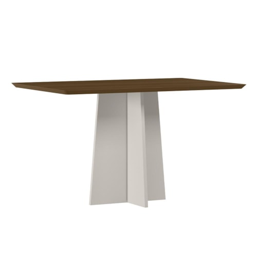 Mesa de Jantar Anitta 135x90 Off White/Imbuia Tampo em MDF - New Ceval