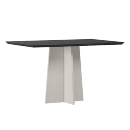 Mesa de Jantar Anitta 135x90 Off White/Preto Tampo em MDF com Vidro - New Ceval