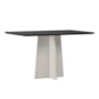 Mesa de Jantar Anitta 135x90 Off White/Preto Tampo em MDF com Vidro - New Ceval