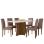 Mesa de Jantar Anitta 160x90 com 6 Cadeiras Ana Imbuia/Off White/Veludo Marrom Rosê - New Ceval