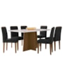 Mesa de Jantar Anitta 160x90 com 6 Cadeiras Ana Imbuia/Off White/Veludo Preto - New Ceval