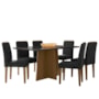 Mesa de Jantar Anitta 160x90 com 6 Cadeiras Ana Imbuia/Preto/Veludo Preto - New Ceval