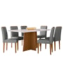 Mesa de Jantar Anitta 160x90 com 6 Cadeiras Ana Ypê/Off White/Linho Cinza Claro - New Ceval