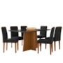 Mesa de Jantar Anitta 160x90 com 6 Cadeiras Ana Ypê/Preto/Veludo Preto - New Ceval