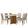 Mesa de Jantar Anitta 160x90 com 6 Cadeiras Caroline Ypê/Off White/Veludo Nude - New Ceval