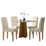 Mesa de Jantar Anitta 90x90 com 4 Cadeiras Ana Ypê/Off White/Linho Palha - New Ceval 