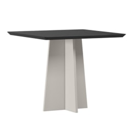 Mesa de Jantar Anitta 90x90 Off White/Preto Tampo em MDF com Vidro - New Ceval