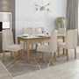 Mesa de Jantar Áries 180x90 com 6 Cadeiras Astrid Amêndoa/Off White/Linho Bege - Móveis Lopas