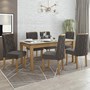 Mesa de Jantar Áries 180x90 com 6 Cadeiras Astrid Amêndoa/Off White/Veludo Marrom - Móveis Lopas