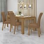Mesa de Jantar Athenas 180x90 com 4 Cadeiras Apogeu Amêndoa/Off White/Corino Caramelo - Móveis Lopas