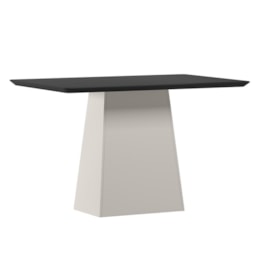 Mesa de Jantar Bárbara 120x80 Off White/Preto Tampo em MDF com Vidro - New Ceval