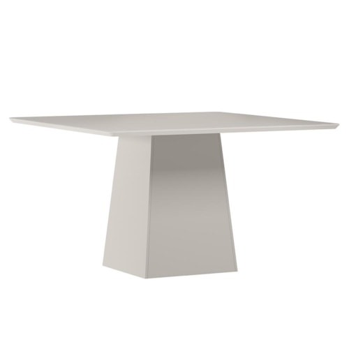 Mesa de Jantar Bárbara 135x135 Off White Tampo em MDF com Vidro - New Ceval