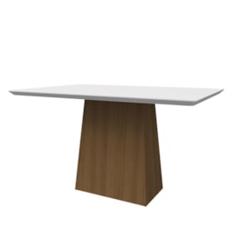 Mesa de Jantar Bárbara 135x90 Imbuia/Off White Tampo com Vidro - New Ceval Mesa de Jantar Bárbara 135x90 Imbuia/Off White Tampo com Vidro - New Ceval