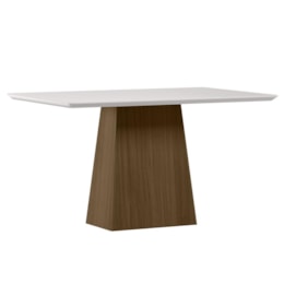 Mesa de Jantar Bárbara 135x90 Imbuia/Off White Tampo em MDF com Vidro - New Ceval