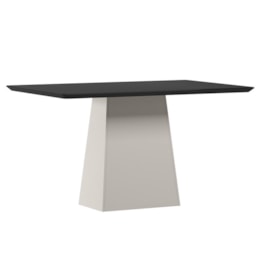 Mesa de Jantar Bárbara 135x90 Off White/Preto Tampo em MDF com Vidro - New Ceval