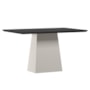 Mesa de Jantar Bárbara 135x90 Off White/Preto Tampo em MDF com Vidro - New Ceval