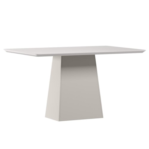 Mesa de Jantar Bárbara 135x90 Off White Tampo em MDF com Vidro - New Ceval