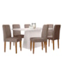 Mesa de Jantar Bárbara 160x90 com 6 Cadeiras Ana Off White/Ypê/Veludo Marrom Rosê - New Ceval