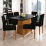 Mesa de Jantar Bárbara 160x90 com 6 Cadeiras Ana Ypê/Preto/Veludo Preto - New Ceval