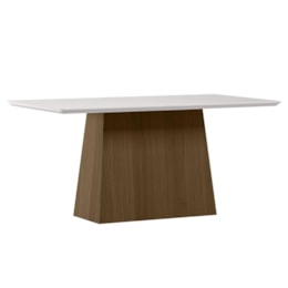 Mesa de Jantar Bárbara 160x90 Imbuia/Off White Tampo em MDF com Vidro - New Ceval