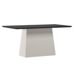 Mesa de Jantar Bárbara 160x90 Off White/Preto Tampo em MDF com Vidro - New Ceval