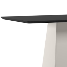 Mesa de Jantar Bárbara 180x90 Off White/Preto Tampo em MDF com Vidro - New Ceval