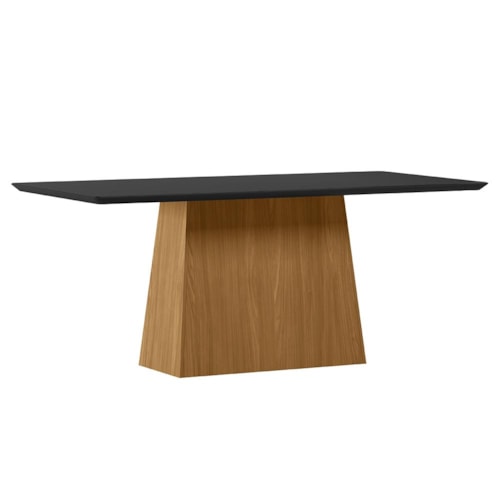 Mesa de Jantar Bárbara 180x90 Ypê/Preto Tampo em MDF com Vidro - New Ceval