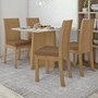 Mesa de Jantar Celebrare 120cm e 4 Cadeiras Athenas Amêndoa/Off White/Corino Caramelo - Móveis Lopas