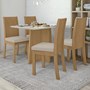Mesa de Jantar Celebrare 120cm e 4 Cadeiras Athenas Amêndoa/Off White/Linho Bege - Móveis Lopas