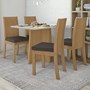 Mesa de Jantar Celebrare 120cm e 4 Cadeiras Athenas Amêndoa/Off White/Veludo Marrom - Móveis Lopas
