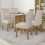 Mesa de Jantar Celebrare 120x80 com 4 Cadeiras Apogeu Amêndoa/Off White/Linho Bege - Móveis Lopas  