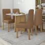 Mesa de Jantar Celebrare 120x80 com 4 Cadeiras Exclusive Amêndoa/Off White/Corino Caramelo - Móveis Lopas