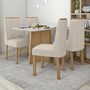 Mesa de Jantar Celebrare 120x80 com 4 Cadeiras Exclusive Amêndoa/Off White/Linho Bege - Móveis Lopas