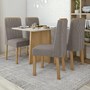 Mesa de Jantar Celebrare 120x80 com 4 Cadeiras Exclusive Amêndoa/Off White/Suede Bege - Móveis Lopas