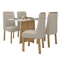 Mesa de Jantar Celebrare 120x80 com 4 Cadeiras Exclusive Amêndoa/Off White/Veludo Creme - Móveis Lopas