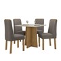 Mesa de Jantar Celebrare 90x90 com 4 Cadeiras Exclusive Amêndoa/Off White/Suede Bege - Móveis Lopas