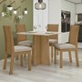 Mesa de Jantar Celebrare 90x90 e 4 Cadeiras Athenas Amêndoa/Off White/Linho Bege - Móveis Lopas 