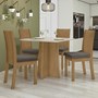 Mesa de Jantar Celebrare 90x90 e 4 Cadeiras Athenas Amêndoa/Off White/Suede Bege - Móveis Lopas 