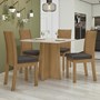 Mesa de Jantar Celebrare 90x90 e 4 Cadeiras Athenas Amêndoa/Off White/Veludo Marrom - Móveis Lopas