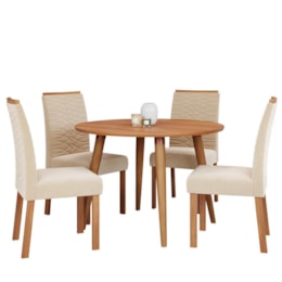 Mesa de Jantar Dani 109cm com Tampo em MDF e 4 Cadeiras Clarice Wood Madeira/Cinamomo/Suede Nude - Cimol Móveis Mesa de Jantar Dani 109cm com Tampo em MDF e 4 Cadeiras Clarice Wood Madeira/Cinamomo/Suede Nude - Cimol Móveis